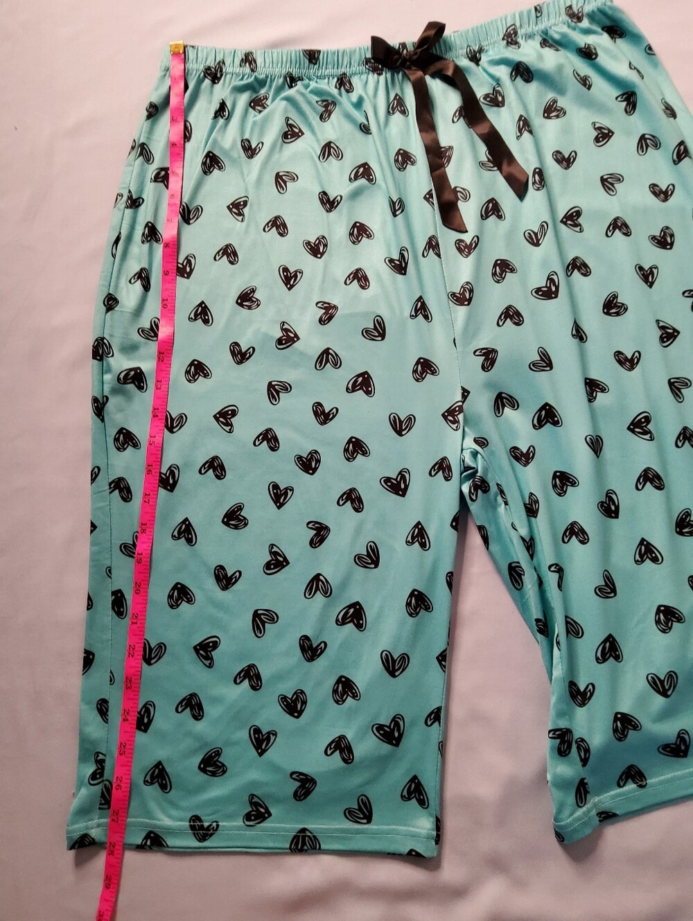 SHEIN Heart Print Pajama Pants Trio - Black, Cream, and Teal XXL - Picture 3 of 12